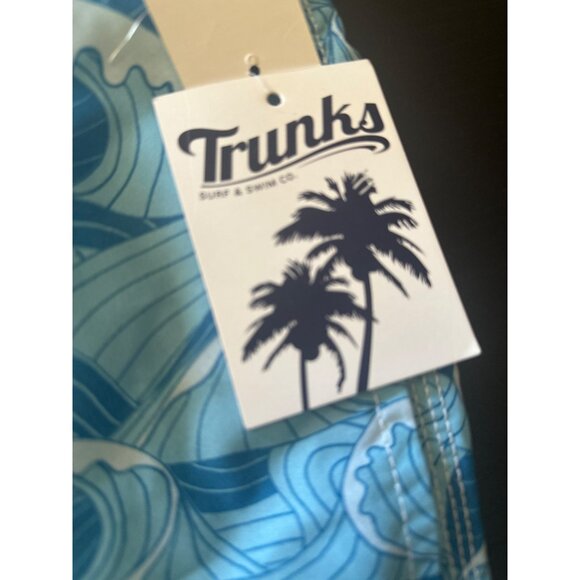 Trunks Surf & Swim Co. Mens Swim Shorts  Wave Print Size L University Blue - Picture 3 of 5